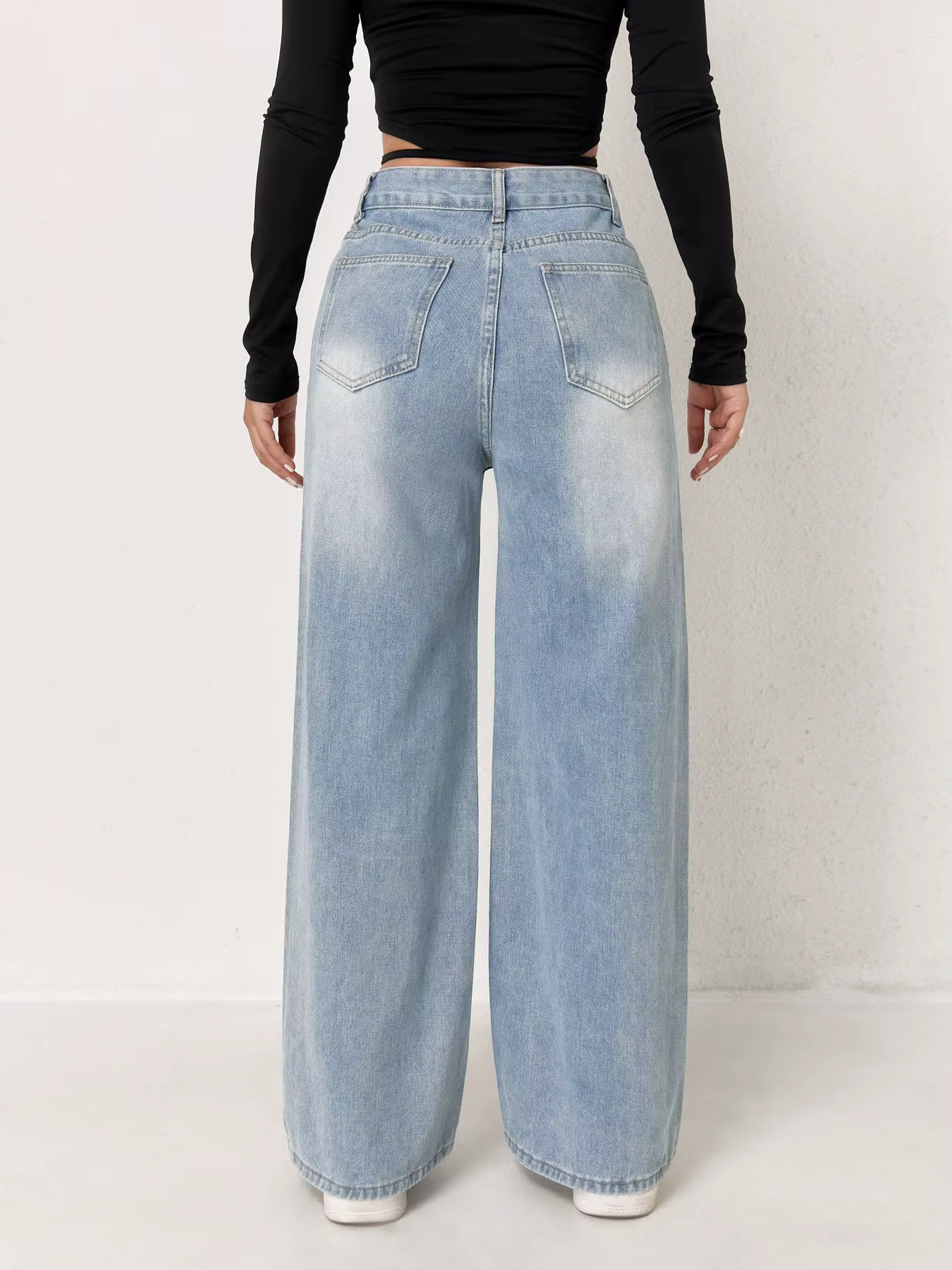 Jean pour femme Y2k, vêtements bleu clair, jambes larges, pantalon en Denim, ample, mode Simple, ext