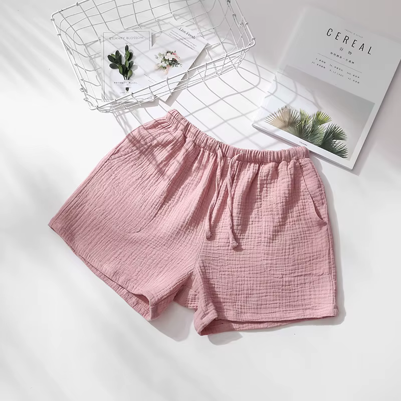 Short de pyjama en pansement de coton pour hommes et femmes, pantalon de nuit pour couples, taille é