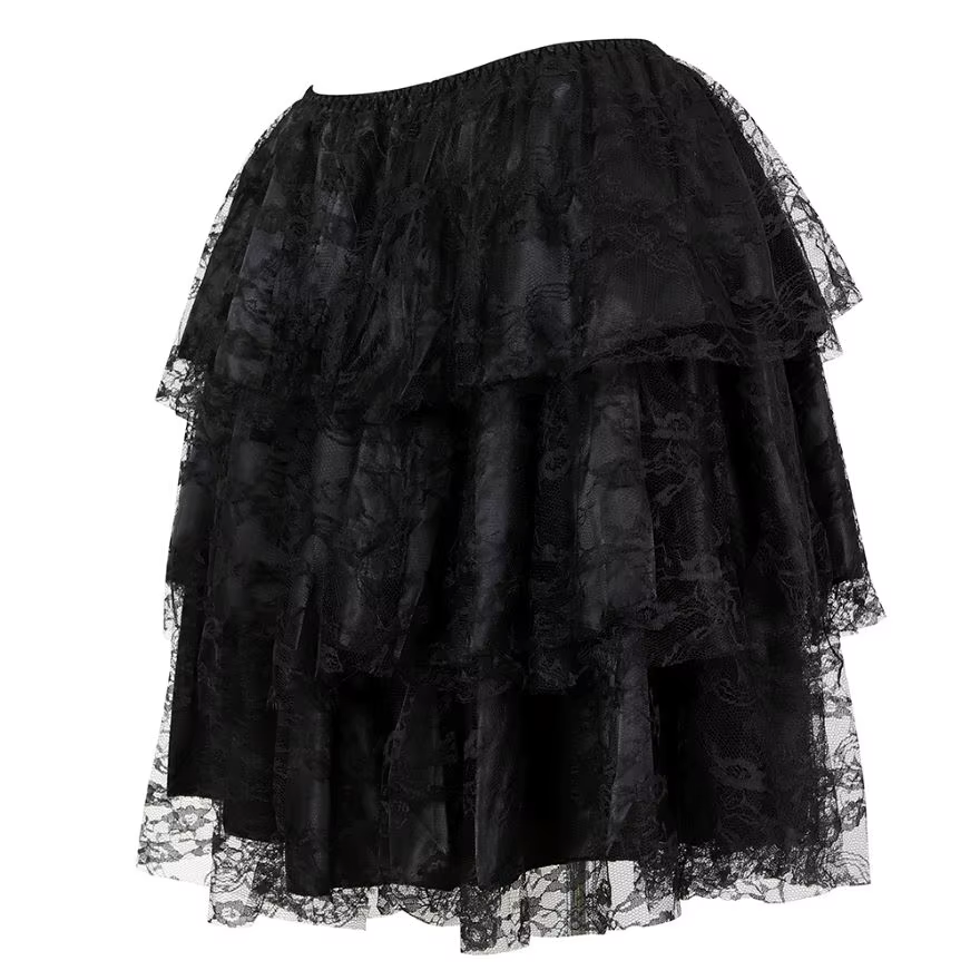 Femmes gothique Sexy dentelle florale maille Tulle Mini jupe plissée Showgirl mode fête danse jupes 