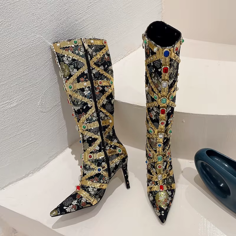 VEYKE-Bottes Hautes au Genou pour Femme, Chaussures à Talons, Travail Manuel, Sexy, Jolie tu, Parker