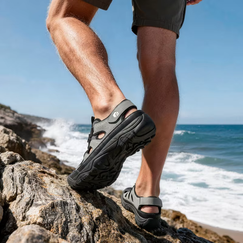 FitVille Sandales pour hommes à largeur étendue, à bout fermé, pour la randonnée et la natation, ave