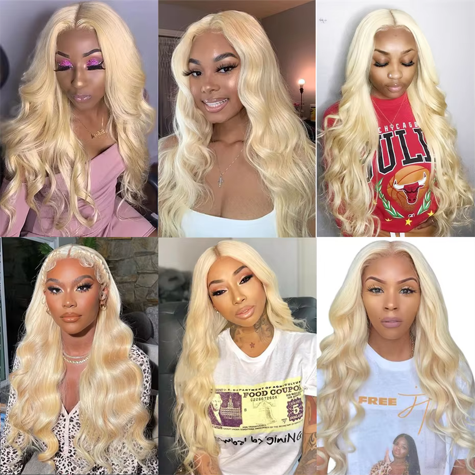 Tissage en Lot Brésilien Naturel Remy Body Wave, Couleur Blond 613, Extensions de Cheveux, 30 32 34