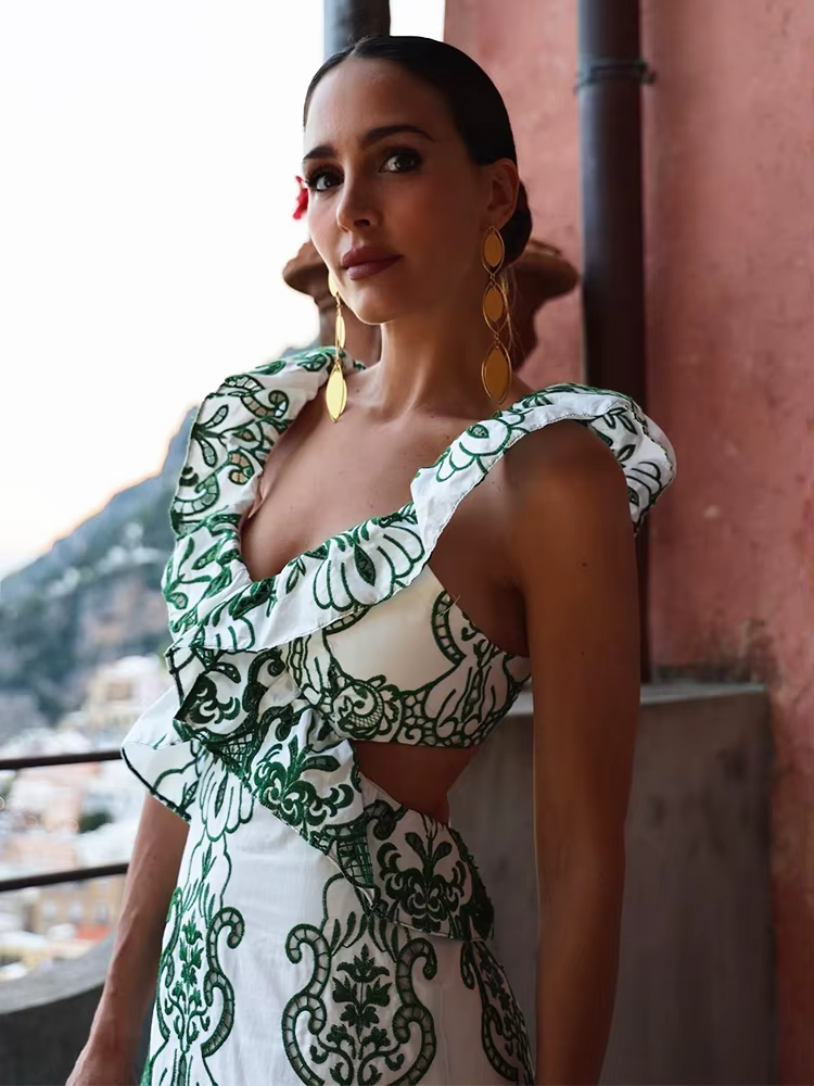 Robe Maxi Vintage Brodée de Fleurs pour Femme, Sans Cuisson, à Volants, Longue, Éducative, Sexy, de 