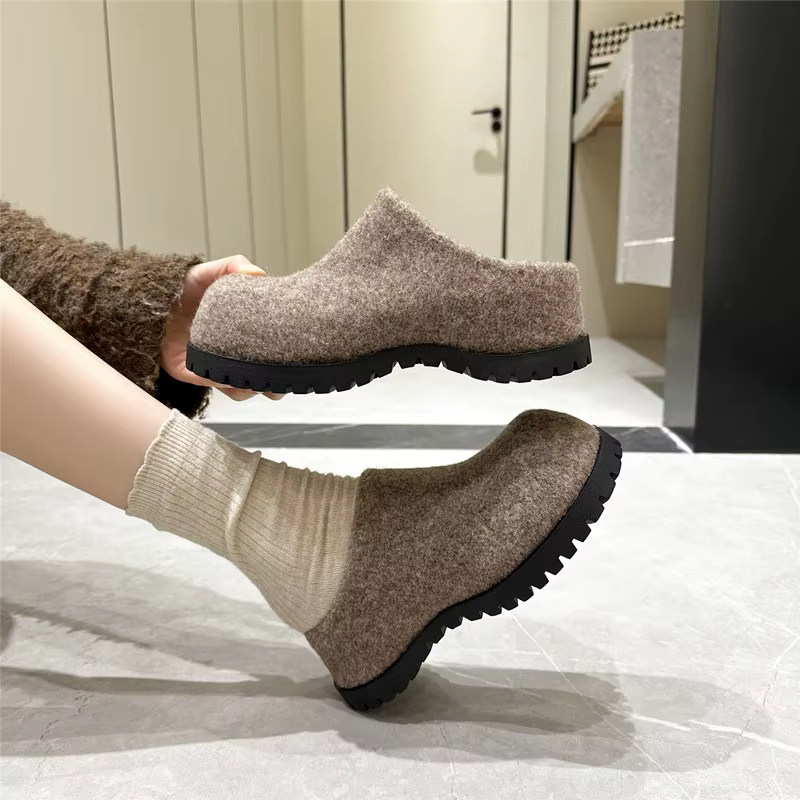 AIYUQI chaussons pour femmes porter nouveau 2025 automne bout rond flanelle bout fermé chaussons pou