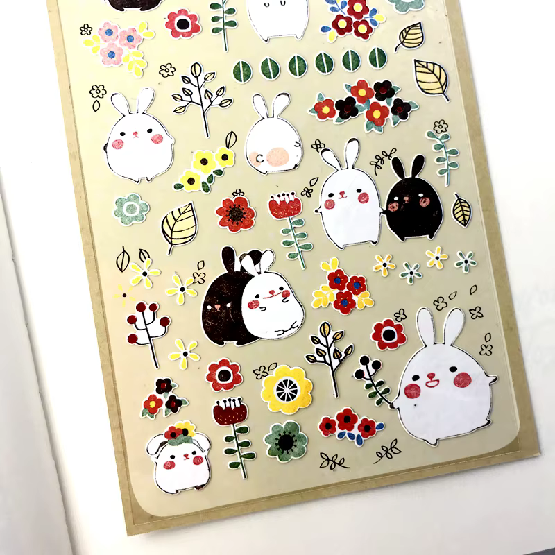Suatelier Bonny autocollants pour Scrapbooking mignon lapin poubelle Journal autocollant Journal Alb
