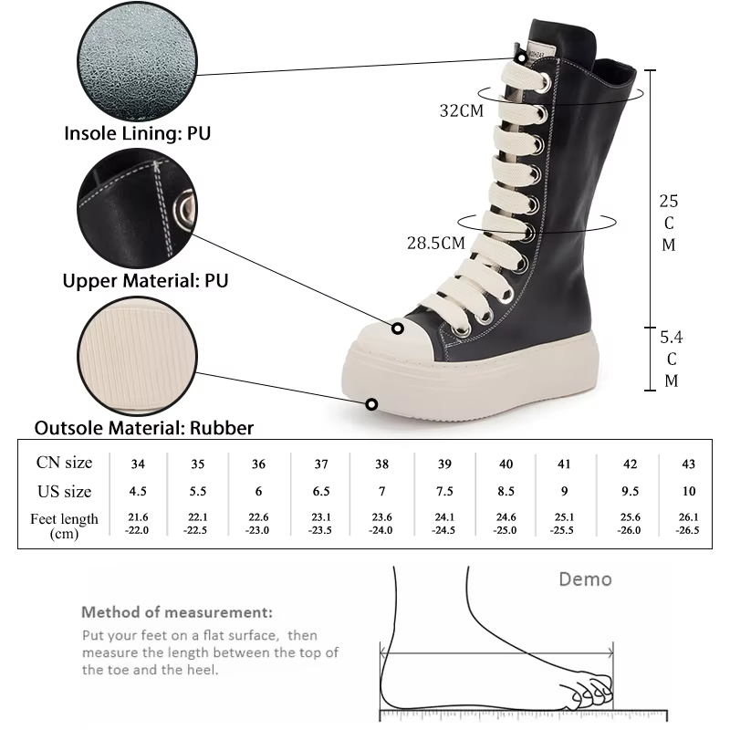 GMQM femmes bottes hautes à lacets fermeture éclair talons hauts noir plate-forme bottes bout rond s