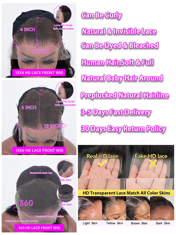 Perruque Lace Frontale HD Transparente 13x6 de 40 Pouces, Ondulations Souples, Perruque Lace Frontal