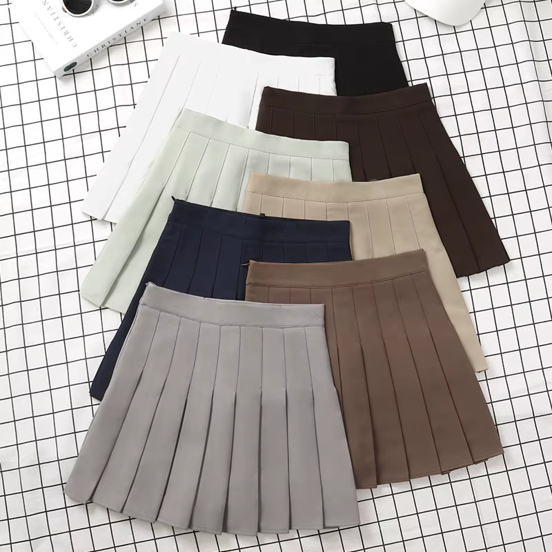 Jupe marron pour femmes, vêtements d'été, taille haute, Harajuku, Style coréen, Mini jupe plissée no