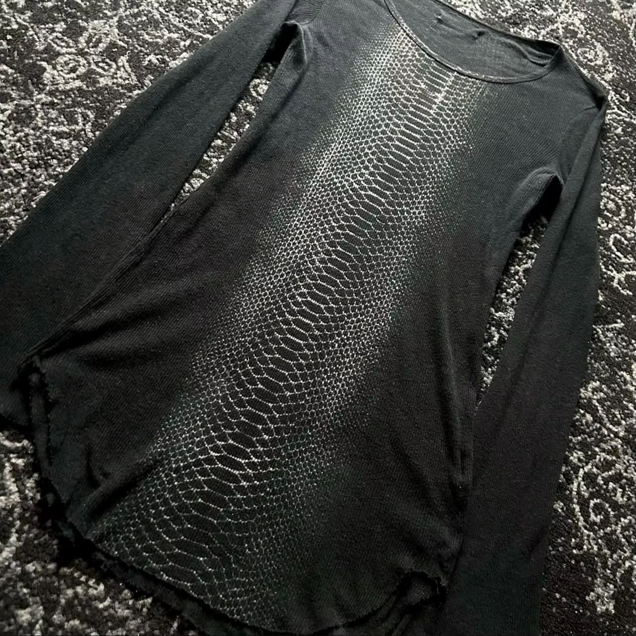 T-shirt Karrcat imprimé peau de serpent Y2K, esthétique grunge, hauts tricotés à manches longues, st