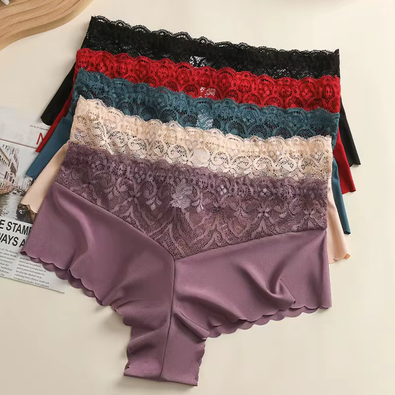 Lot de 4 culottes sexy en dentelle pour femmes, sous-vêtements confortables et à la mode, taille moy