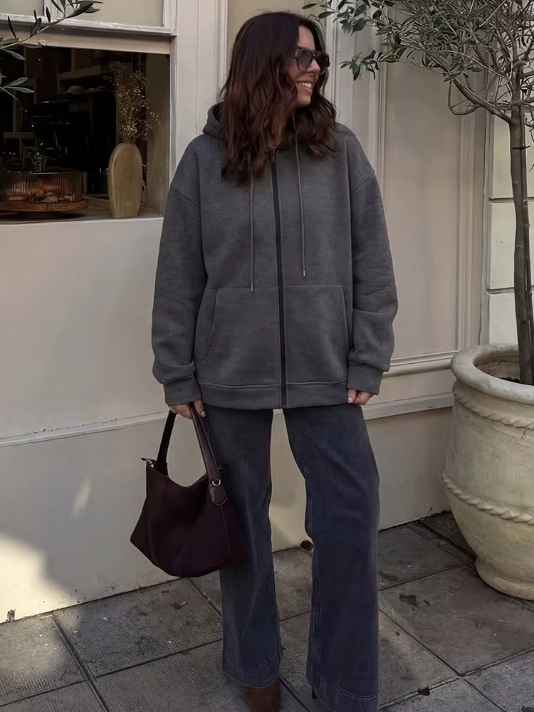 HH 2026 – Nouvelle veste décontractée à capuche zippée pour femme, manches longues, grande poche, co