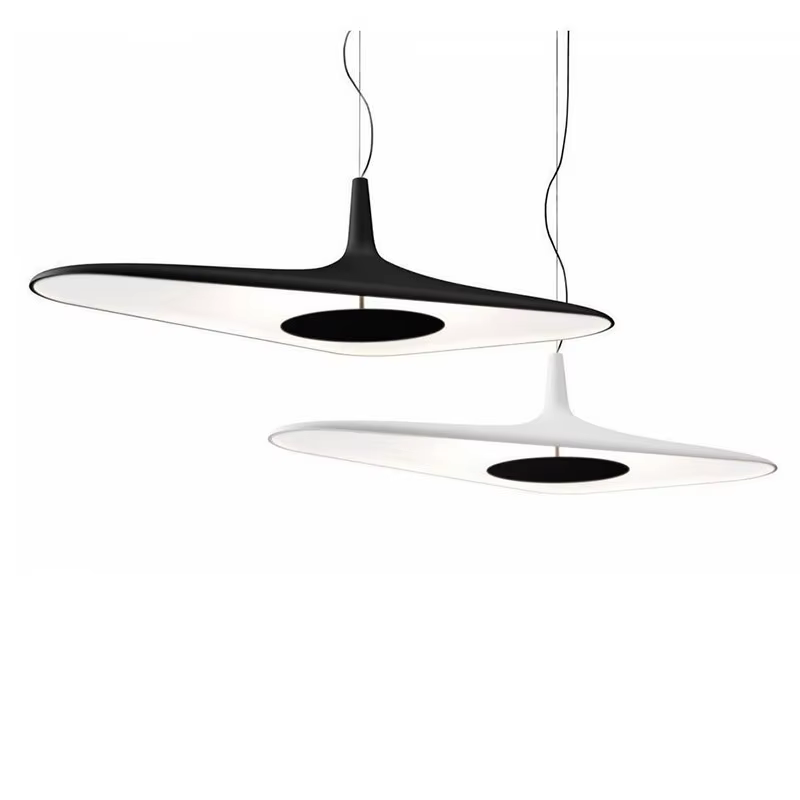 Plafonnier LED suspendu noir/blanc au design italien irrégulier, design post-moderne minimaliste, éc