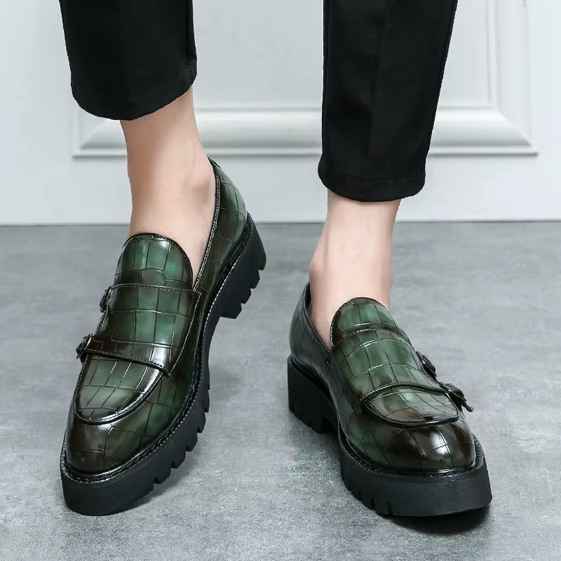 Mocassins à plateforme pour hommes, chaussures classiques décontractées en cuir, robe de mariage, ch