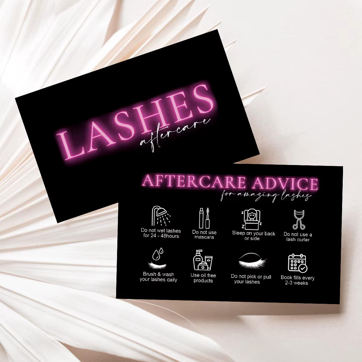 Carte de soins après-vente pour cils noirs, 50 pièces, cartes de fidélité pour Studio de beauté, Ext