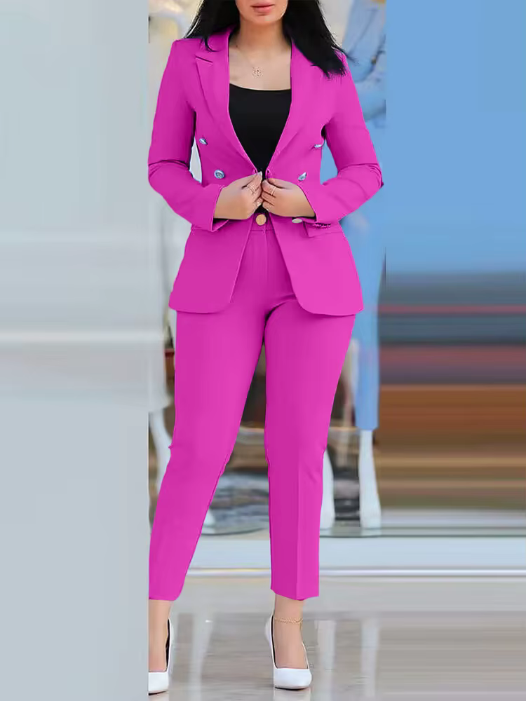 Ensemble de deux pièces pour femmes, costume uni + pantalon, coupe ajustée, mode professionnelle, do