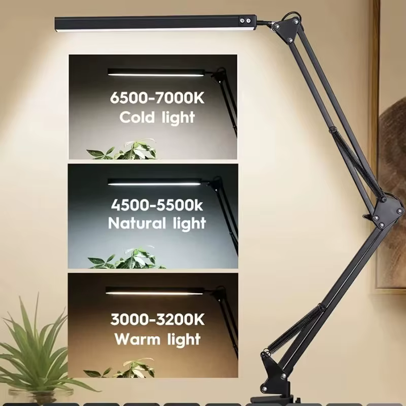 NOUVEAU 2026 Lampe de bureau LED à 3 modes de luminosité réglable avec pince, 10 niveaux de luminosi