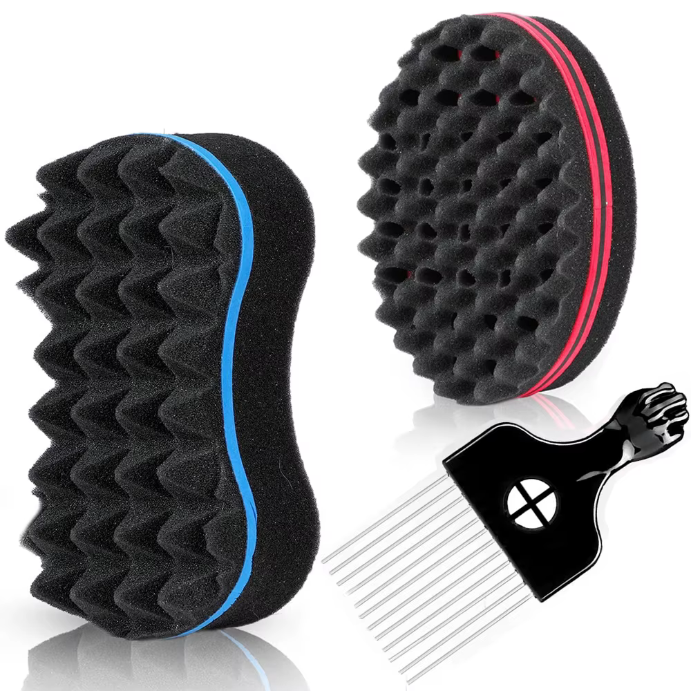 Ensemble d'éponges à cheveux torsadées magiques 3 pièces/ensemble, brosse éponge à gros trous pour c