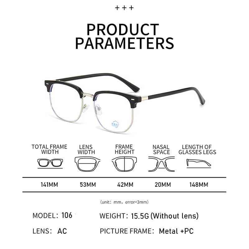 XJiea – lunettes photochromiques Anti-lumière bleue pour hommes et femmes, rectangulaires, semi-sans