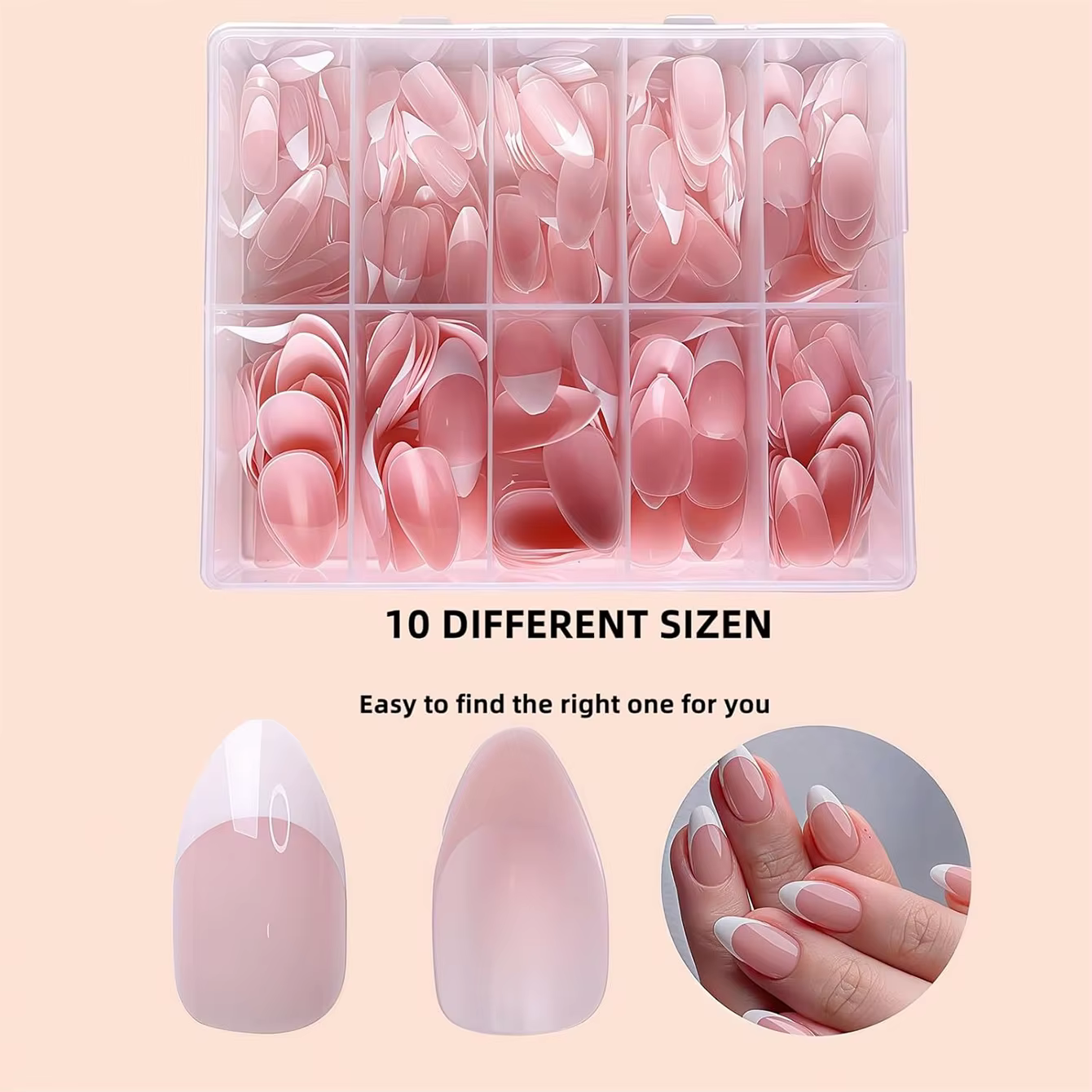 120/240/360 pièces boîte brillant doux Gel rose français ongles conseils moyen amande blanc Simple p