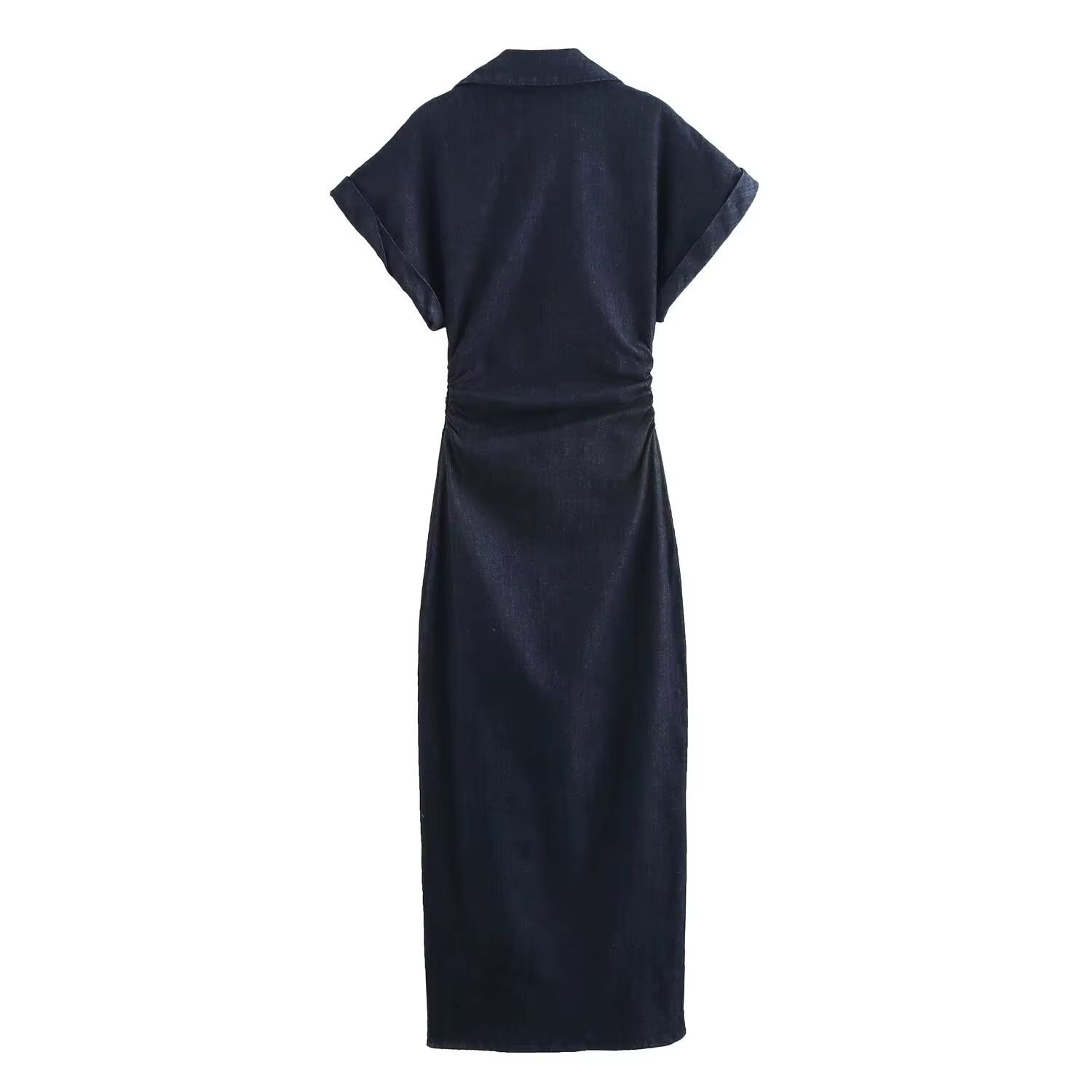 ETJ 2025 printemps nouvelle série 1975 robe MIDI en denim avec revers côté fermeture éclair mode rid