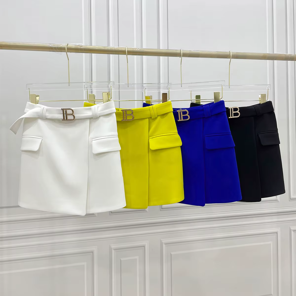 Jupe courte trapèze Simple décontractée pour femmes, nouvelle mode, Slim, boucle en métal, couleur u