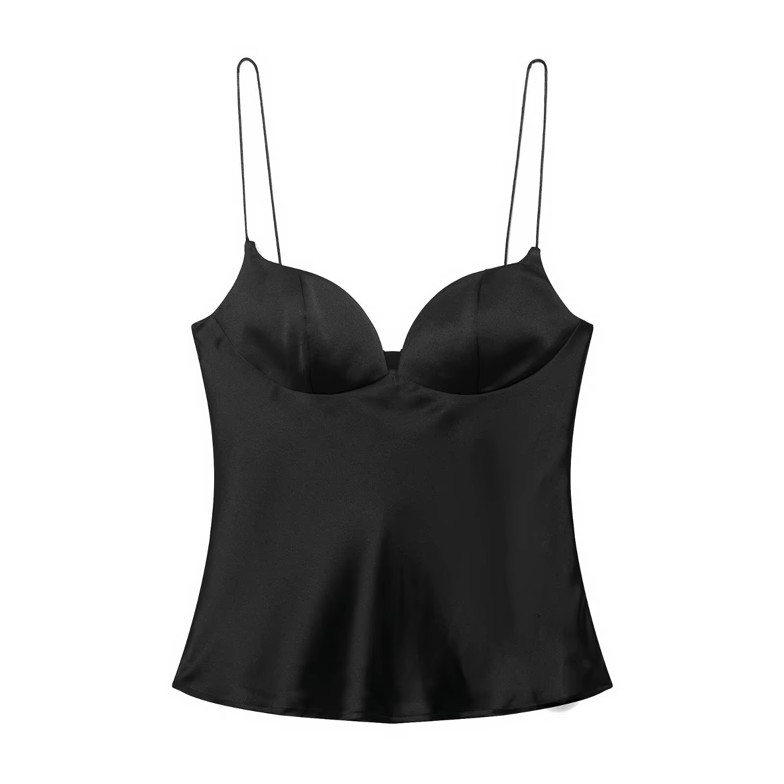 Nouveauté 2026 – Hauts d'été en satin texturé noir pour femme – Élégants débardeurs sexy à col en V 