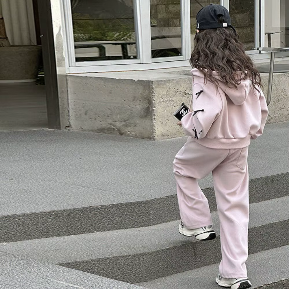 Bear Leader – ensemble pour filles, mode coréenne, décoration avec nœud rose, manches longues, ferme