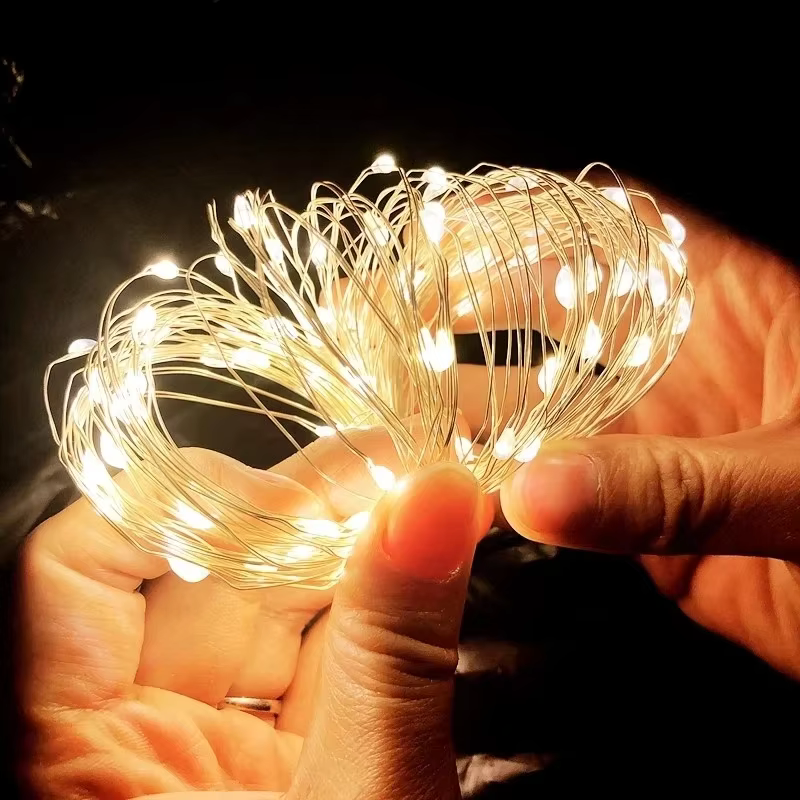 Fil de cuivre USB LED guirlandes lumineuses guirlande fée chaîne lumière pour vacances noël fête de 