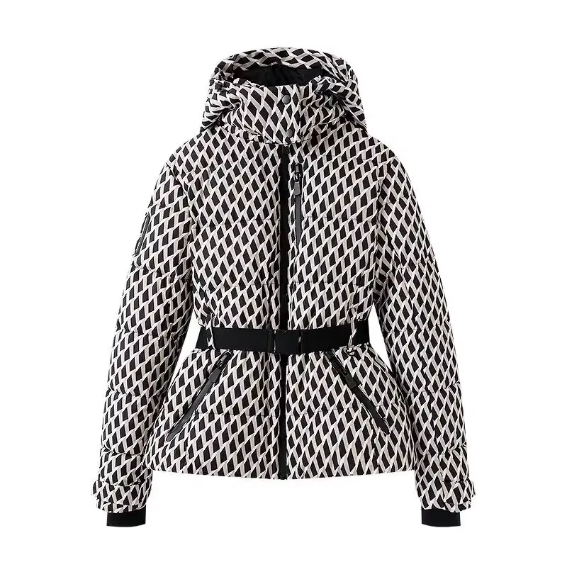 Manteaux Parkas de Sport rembourrés à capuche pour femmes, taille haute, avec ceinture, élégants, ép