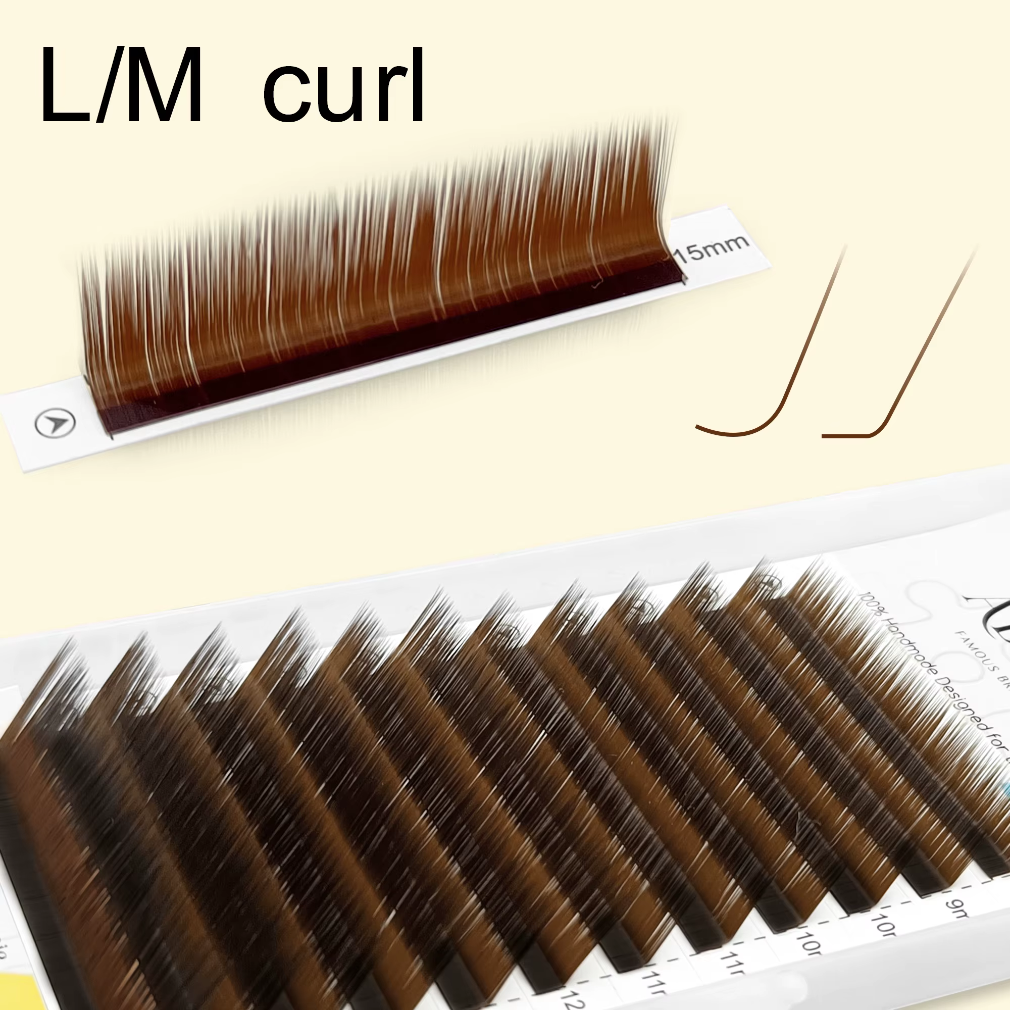 Abonnie L M Curl Brown Cils individuels classiques Volume russe Cils