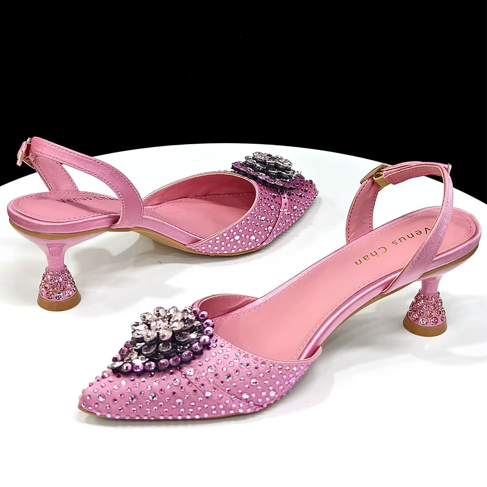 Venus Chan Ensemble de chaussures et de sacs papillon rose au design italien élégant pour femme – Pa