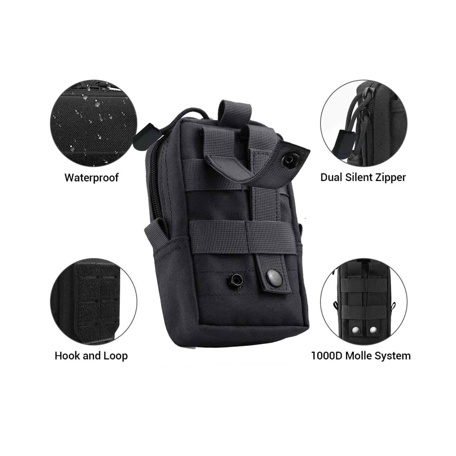 Pochette tactique Molle pour hommes, sac de taille d'extérieur, sac à outils EDC, organisateur de ga