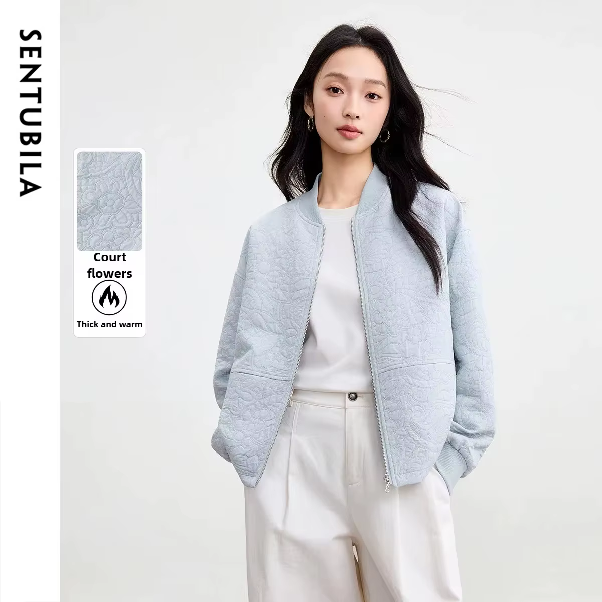 Veste de baseball femme SENTUBILA Automne Hiver 2026 Nouvelle Collection – Manteau décontracté avec