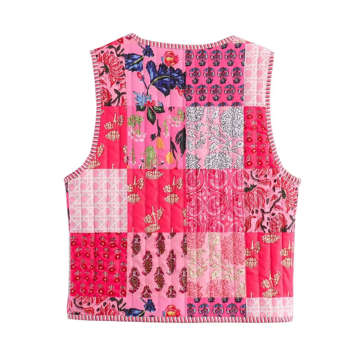 Gilet matelassé à lacets imprimé pour femme, Vintage, mode automne-hiver 2023, rétro, style national