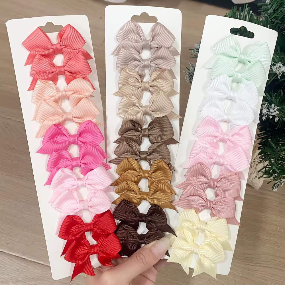 Pinces à cheveux avec nœud papillon en ruban solide pour bébés filles, nœuds faits à la main, épingl