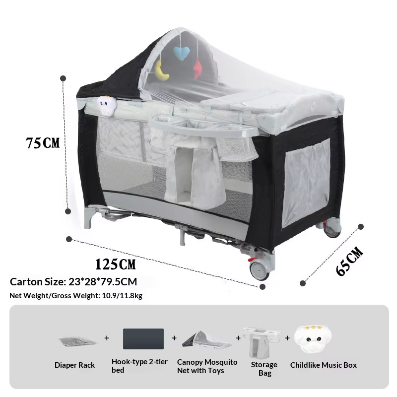 Lit bébé pliable multifonctionnel, lit mobile pour nourrisson, lit portable pour nouveau-né, lit d'a