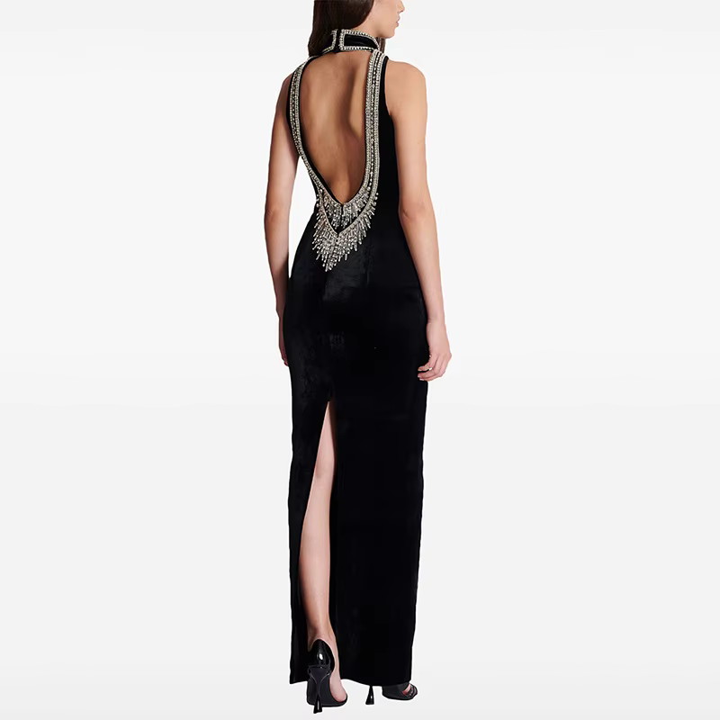 Robe à perles lourdes pour femmes, Streetwear tendance, élégante, amincissante, Sexy, dos nu, en vel