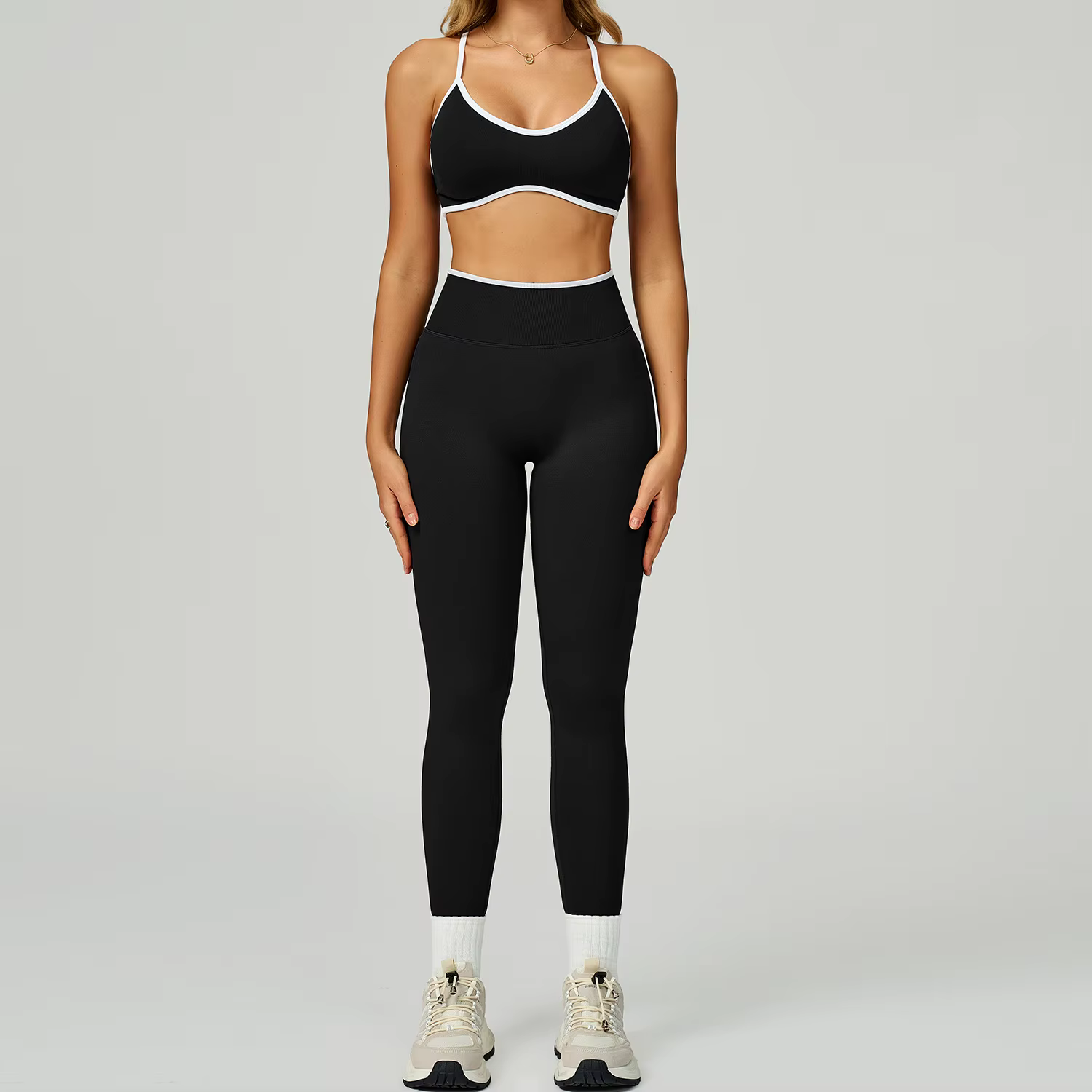 Ensemble de sport sans couture pour femmes, vêtements de Fitness, blocage de couleur, ensembles de Y