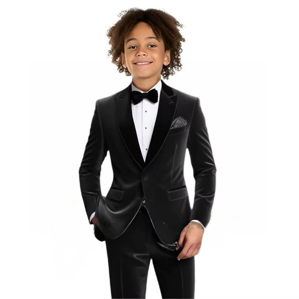 Ensemble de costume en velours multicolore pour garçons, 2 pièces, veste et pantalon, coupe cintrée,