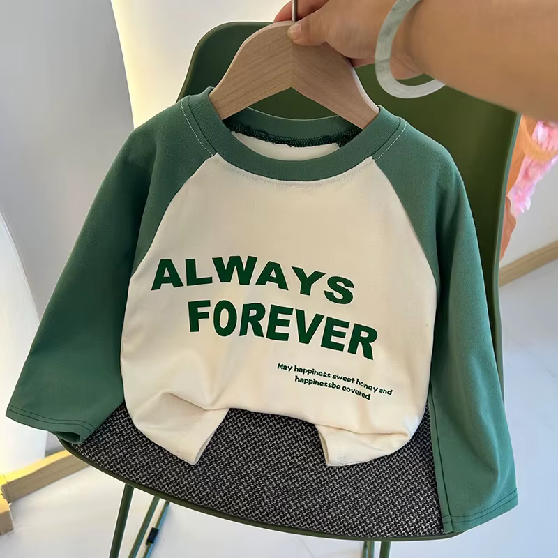 T-shirt à manches longues pour filles et garçons, chemise de Base avec lettres, vêtements pour enfan