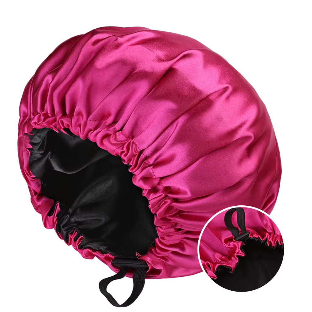 Bonnet en Satin pour dormir, Bonnet soyeux, grand, Double couche, réversible, réglable, utilisé pour