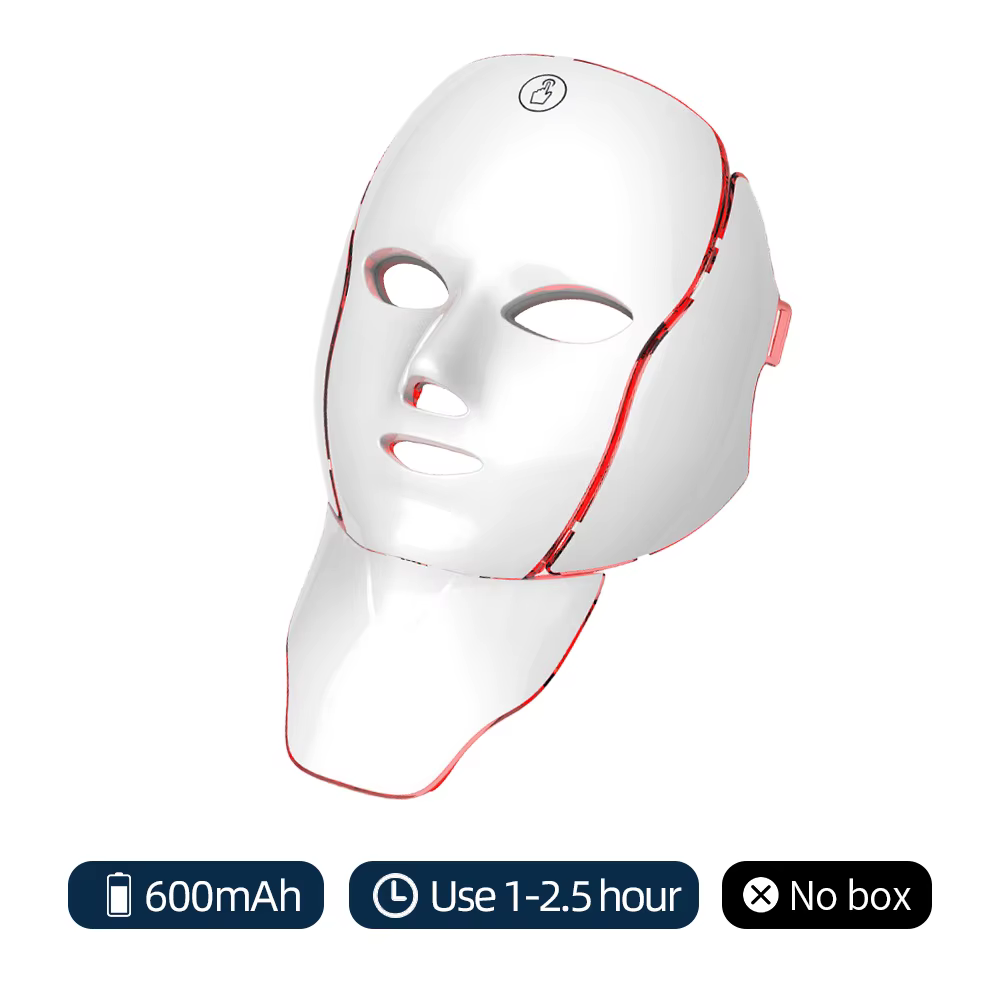 Masque de beauté pour le visage et le cou, 7 couleurs, lumière LED, Photon, lumière rouge, soins pou