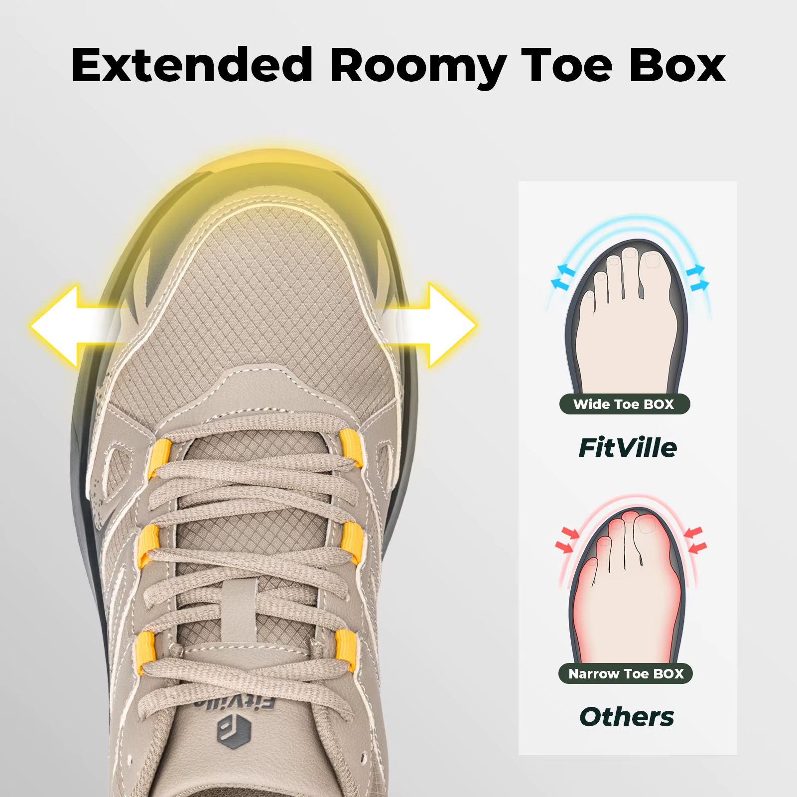 Chaussures de randonnée Fittington imperméables pour hommes, baskets larges, amortissantes, pour la 