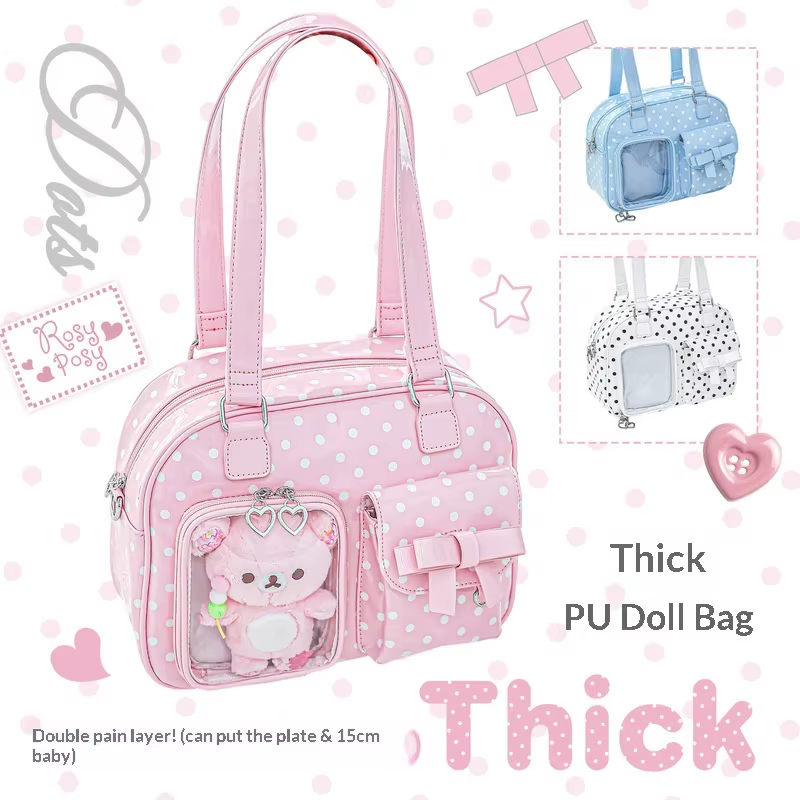 RosyPosy Ita Bag Sac à main rose à pois mignon et féminin, grande capacité pour iPad 10,9 pouces, or