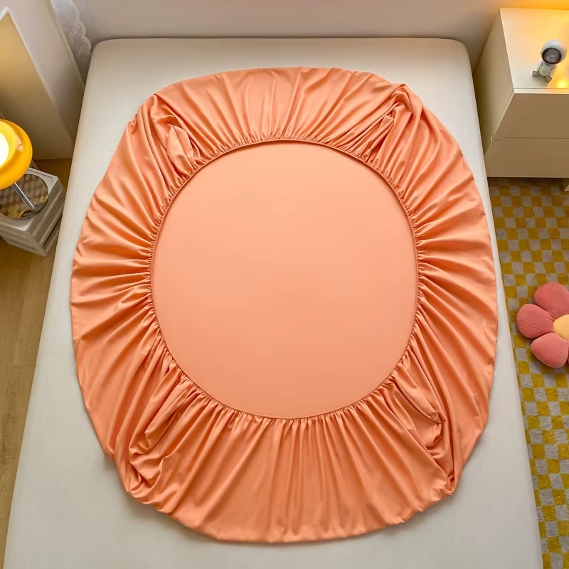 Drap-housse en coton doux avec bande élastique, housse de matelas de couleur unie pour lit simple, D
