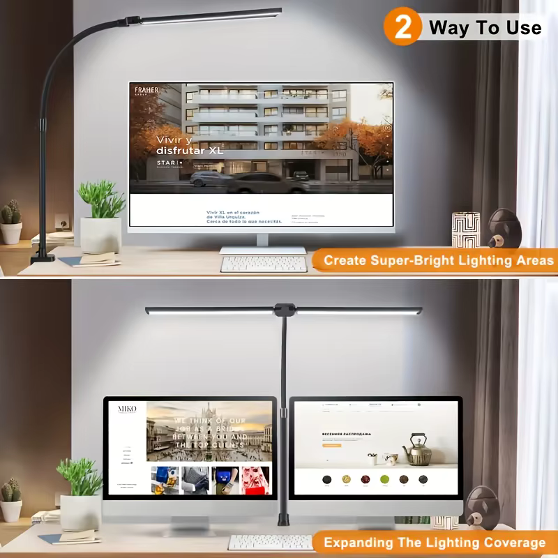 Lampe de bureau LED à Double ou simple tête, variable, pour moniteur PC, lampes de Table USB, lampes