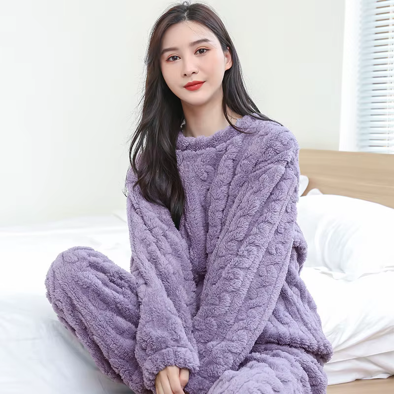 Automne et hiver nouveaux hommes Couples pyjamas chauds Homewear costume femmes corail polaire pyjam