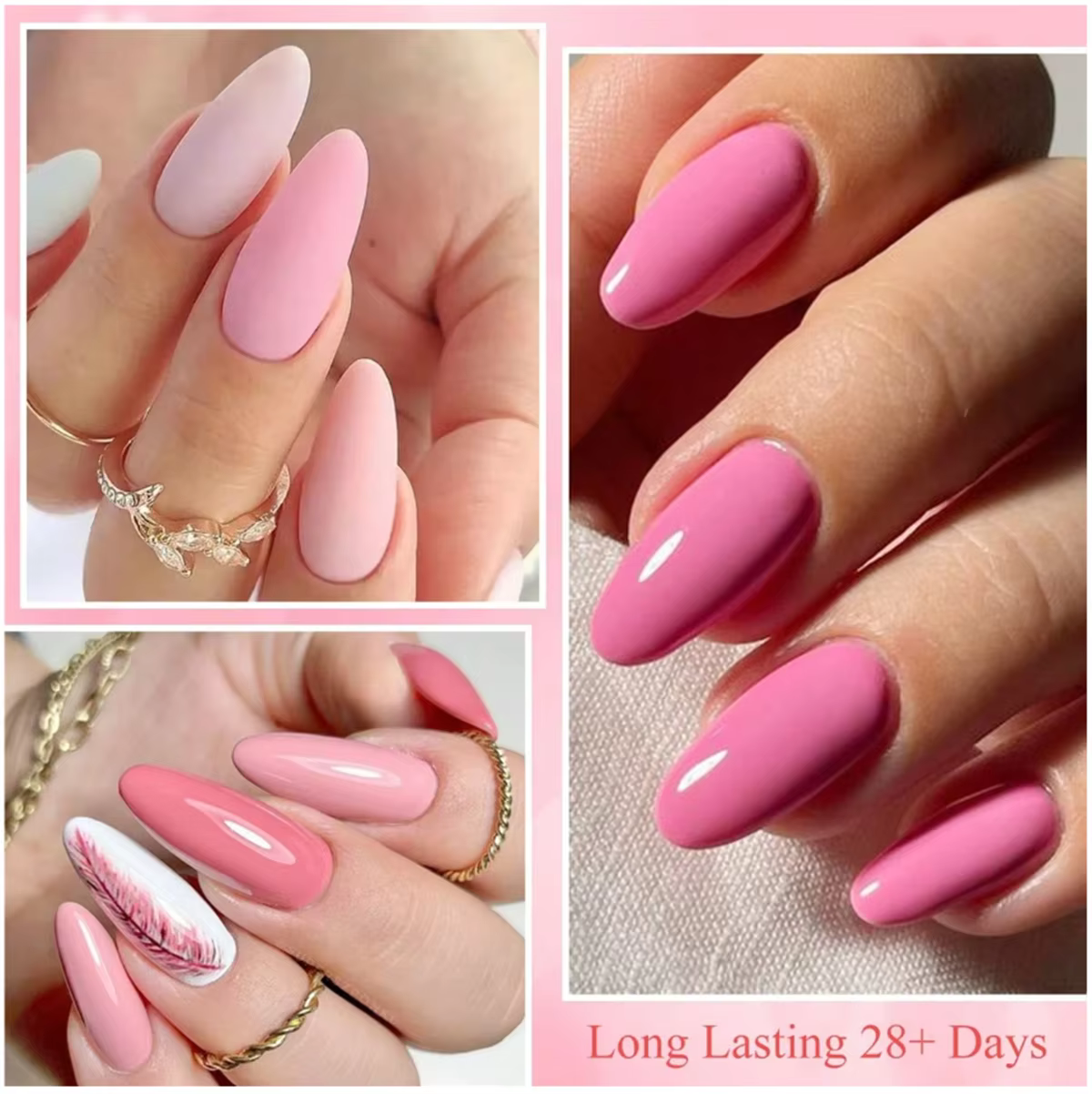 7 pièces Gel vernis à ongles ensemble HEMA gratuit rose rouge paillettes Semi Permanent tremper UV G
