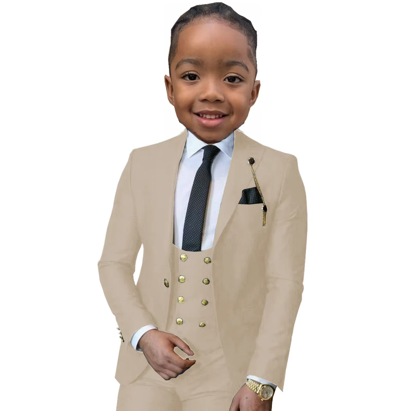 Costume formel pour garçons 3 pièces (veste + pantalon + gilet), smoking de mariage pour enfants de 