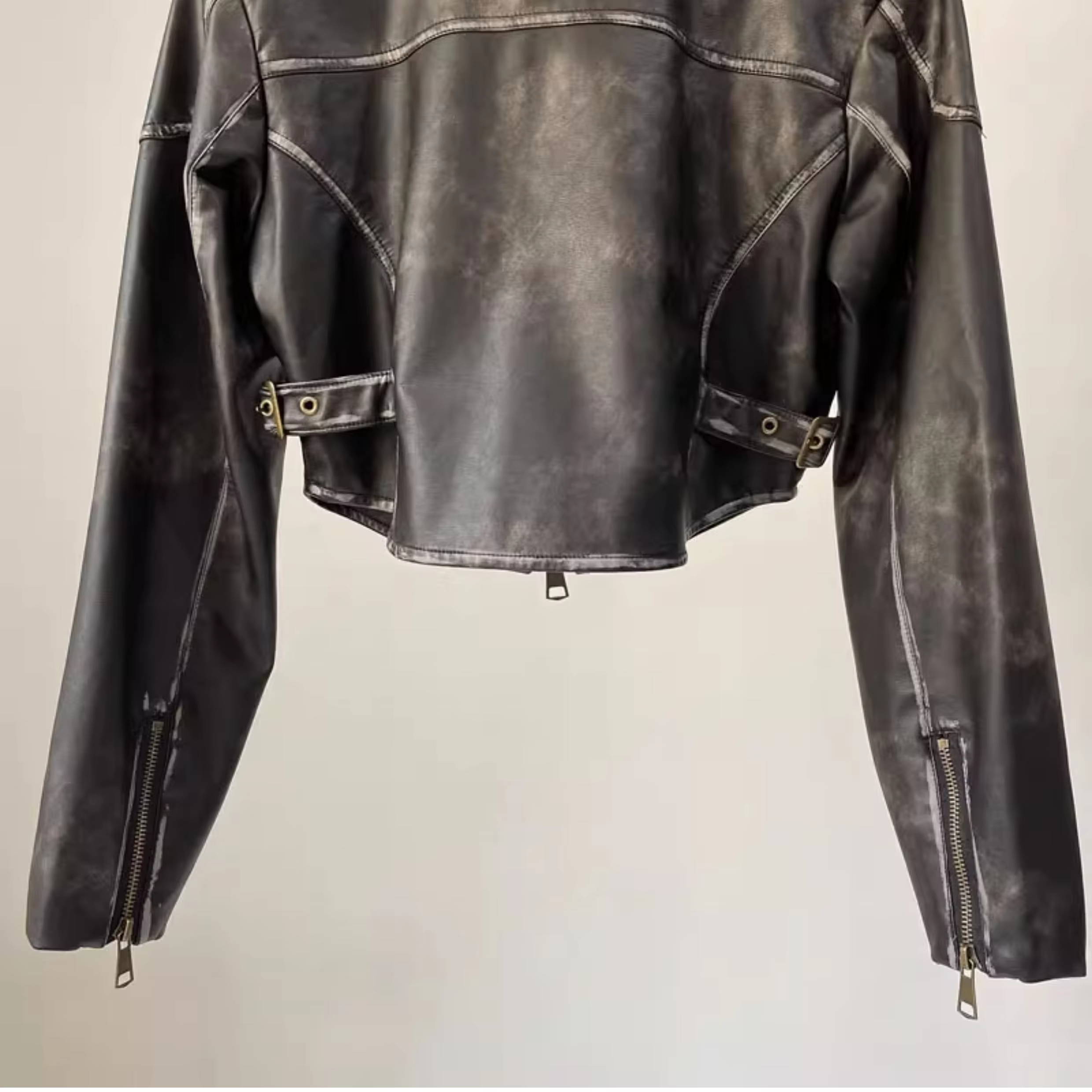 YOZOU-Veste de motard en similicuir PU pour femme, manteau de moto court, fermeture éclair, noir et 